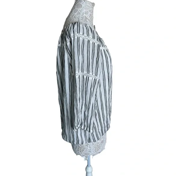 NWT Lauren Ralph Lauren Black & White Striped Seersucker Blouse size XXL - Picture 2 of 8